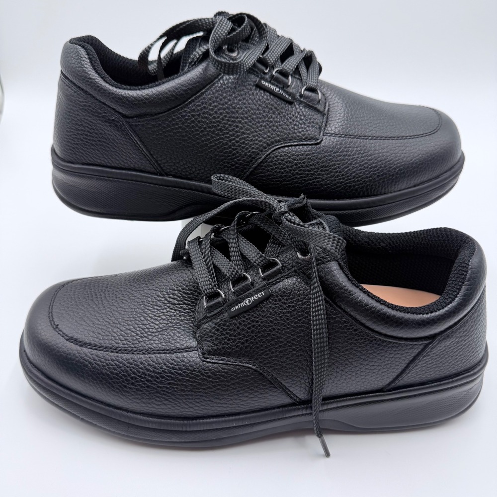 Orthofeet Avery Island G410 Mens Black‎ Leather Walking Shoes Size 11 Medium